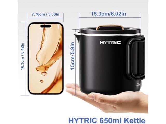 HYTRIC Travel Electric Kettle, 650ML Foldable Small Kettle, Portable Water Kettle with Dual Power Control, Collapsible Stainless Steel Water...