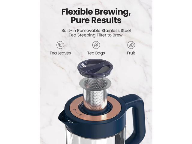 Vianté Electric Kettle With Infuser For Loose Leaf Tea. Hot Tea Maker With Temperature Control And Automatic Shut Off. Kettle With Brewing...