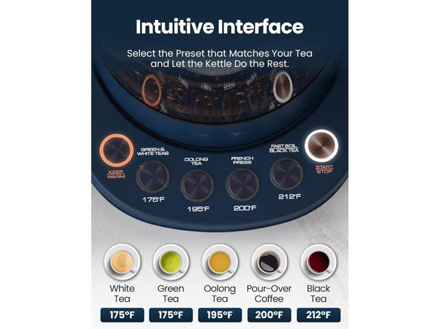 Vianté Electric Kettle With Infuser For Loose Leaf Tea. Hot Tea Maker With Temperature Control And Automatic Shut Off. Kettle With Brewing...
