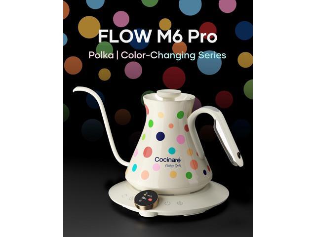 Cocinare FLOW M6 Pro Electric Gooseneck Kettle with Color-Changing Design, ±0.5 Temperature Control for Pour-over Coffee & Tea, Stainless Steel...