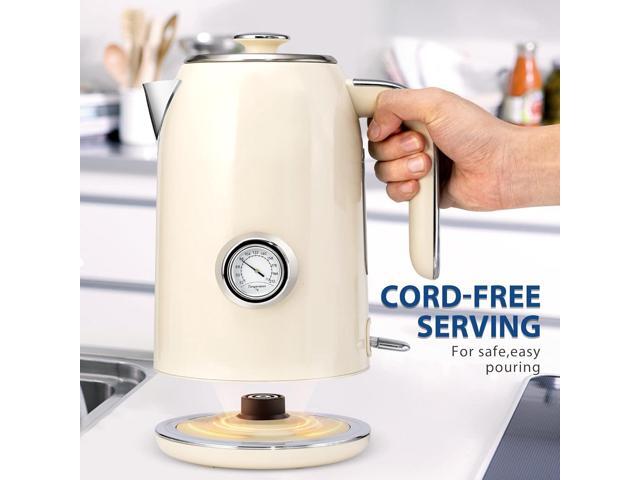 PUKOMC Electric Kettle, 1.7L Stainless Steel Tea Kettle with Temperature Gauge, 1500W Water Boiler with LED Light, BPA-Free, Auto Shut-Off and...