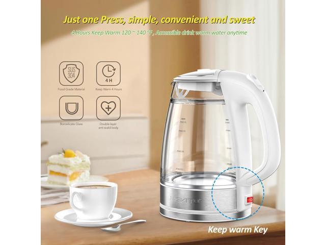 Glass & Stainless Steel Cordless Electric kettle for boiling water, Hot water boiler Electric Tea Kettle automatic shut off Boil-Dry Protection, PC...