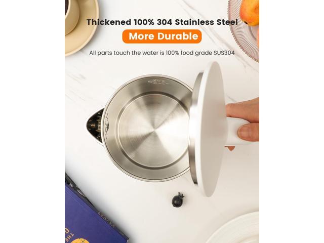 Electric Kettle Stainless Steel, 1.0L Small Water Boiler 1200W Fast Boiling, Double Wall Tea Kettle Pot Automatic Shut Off, Durable Coffee & Tea...