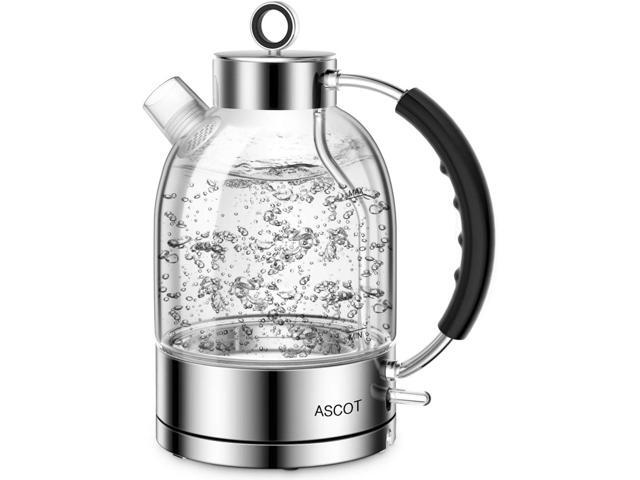 ASCOT Electric Kettle, Glass Electric Tea Kettle Gifts for Men/Women/Family 1.5L 1500W Borosilicate Glass Tea Heater, with Auto Shut-Off and.