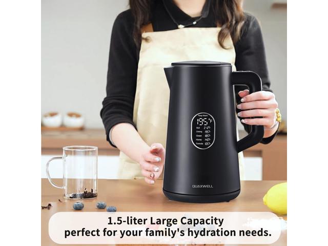 1.5L Electric Kettle Stainless Steel, Double Wall Cool Touch Teapot, Fast Boil,5 Temperature Control, LED Display, Auto Shut-Off, BPA-Free,Keep...