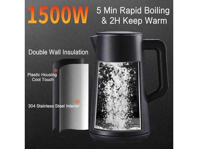 1.5L Electric Kettle Stainless Steel, Double Wall Cool Touch Teapot, Fast Boil,5 Temperature Control, LED Display, Auto Shut-Off, BPA-Free,Keep...