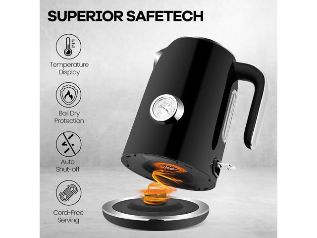 PUKOMC Electric Kettle, 1.7L Stainless Steel Tea Kettle with Temperature Gauge, 1500W Water Boiler with LED Light, BPA-Free, Auto Shut-Off and...