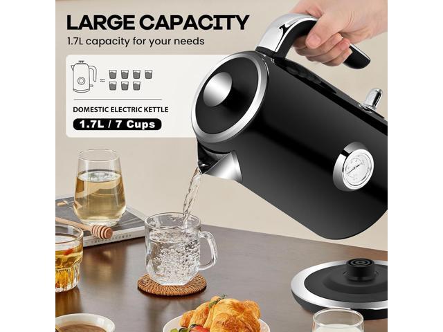PUKOMC Electric Kettle, 1.7L Stainless Steel Tea Kettle with Temperature Gauge, 1500W Water Boiler with LED Light, BPA-Free, Auto Shut-Off and...