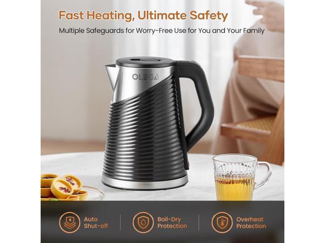OLEGA Electric Kettle: 1500W 1.8L Electric Kettles for Boiling Water, BPA-Free Stainless Steel Electric Hot Water Kettle Auto Shut Off Water Boiler...