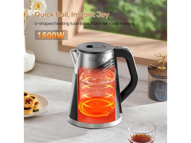 OLEGA Electric Kettle: 1500W 1.8L Electric Kettles for Boiling Water, BPA-Free Stainless Steel Electric Hot Water Kettle Auto Shut Off Water Boiler...