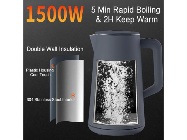 1.5L Electric Kettle Stainless Steel, Double Wall Cool Touch Teapot, Fast Boil,5 Temperature Control, LED Display, Auto Shut-Off, BPA-Free,Keep...