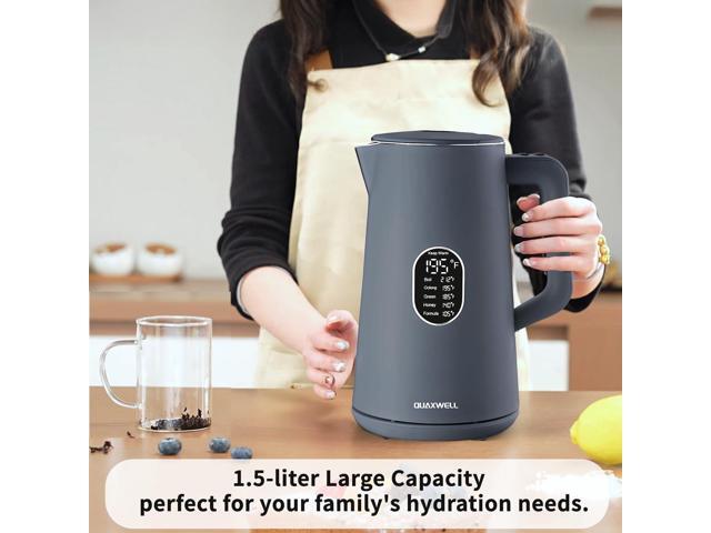 1.5L Electric Kettle Stainless Steel, Double Wall Cool Touch Teapot, Fast Boil,5 Temperature Control, LED Display, Auto Shut-Off, BPA-Free,Keep...