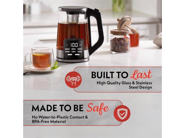 Gourmia Electric Programmable Glass Kettle 1.7L Temperature Control Tea & Coffee Kettle with Digital Touch Display, 6 Presets, Keep Warm,...