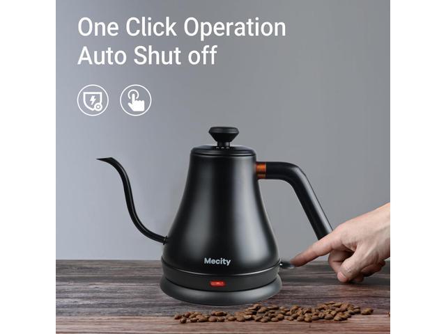 Mecity Electric Kettle Gooseneck Water Kettle Stainless Steel Tea Kettle Water Boiler Fast Heating, Auto Shut Off, 27 fl oz, 1000W, Matte Black