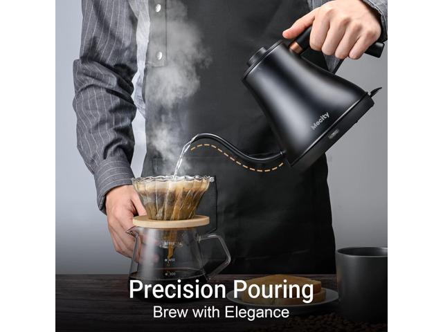 Mecity Electric Kettle Gooseneck Water Kettle Stainless Steel Tea Kettle Water Boiler Fast Heating, Auto Shut Off, 27 fl oz, 1000W, Matte Black