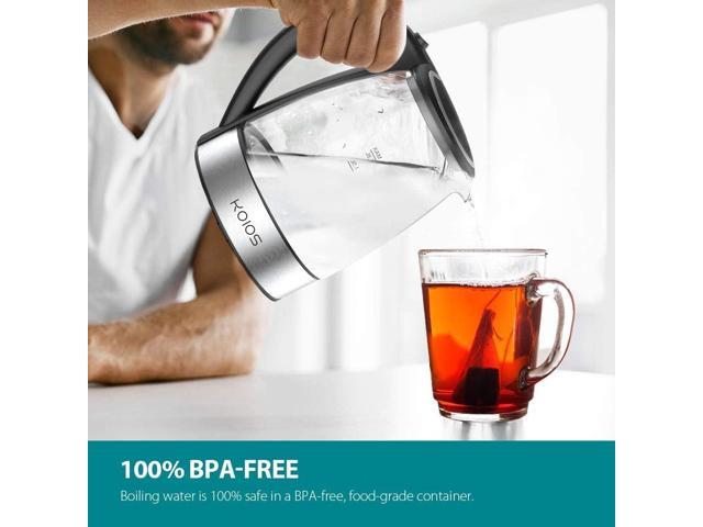AZEUS Fast Boil Electric Water Kettle, 1.8L Large Capacity with Auto Shut-Off and Boil-Dry Protection, BPA-Free Borosilicate Glass &Stainless Steel