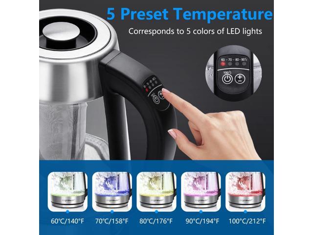 Aigostar Electric Kettle, Tea Kettle with Temperature Control and Tea Infuser, 1500W Hot Water Kettle with Variable Temperature, Keep Warm...