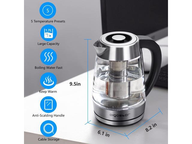 Aigostar Electric Kettle, Tea Kettle with Temperature Control and Tea Infuser, 1500W Hot Water Kettle with Variable Temperature, Keep Warm...