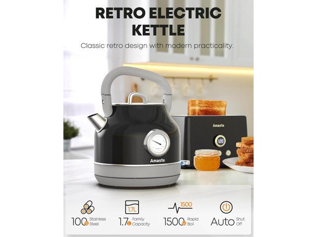Amaste Electric Kettle, Retro Electric Tea Kettle With Thermometer, 57 Oz Hot Water Kettle For Coffee & Tea, 304 Stainless Steel, 1500w Fast...