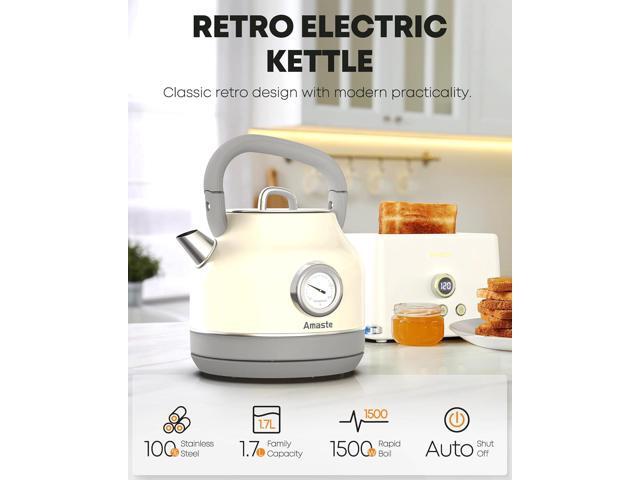 Amaste Electric Kettle, Retro Electric Tea Kettle With Thermometer, 57 Oz Hot Water Kettle For Coffee & Tea, 304 Stainless Steel, 1500w Fast...