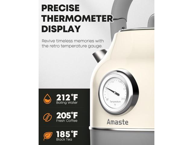 Amaste Electric Kettle, Retro Electric Tea Kettle With Thermometer, 57 Oz Hot Water Kettle For Coffee & Tea, 304 Stainless Steel, 1500w Fast...