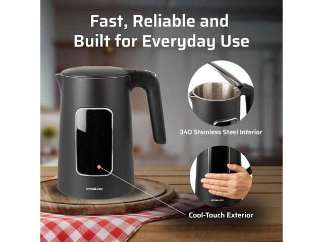 Epsilon LCD Electric Kettle 1500W - 1.7L Hot Water Tea Kettle with Digital Display, Temperature Control, Fast Boil, BPA-Free Electric Teapot with...