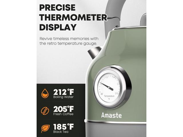 Amaste Electric Kettle, Retro Electric Tea Kettle with Thermometer, 57 Oz Hot Water Kettle for Coffee & Tea, 304 Stainless Steel, 1500W Fast...