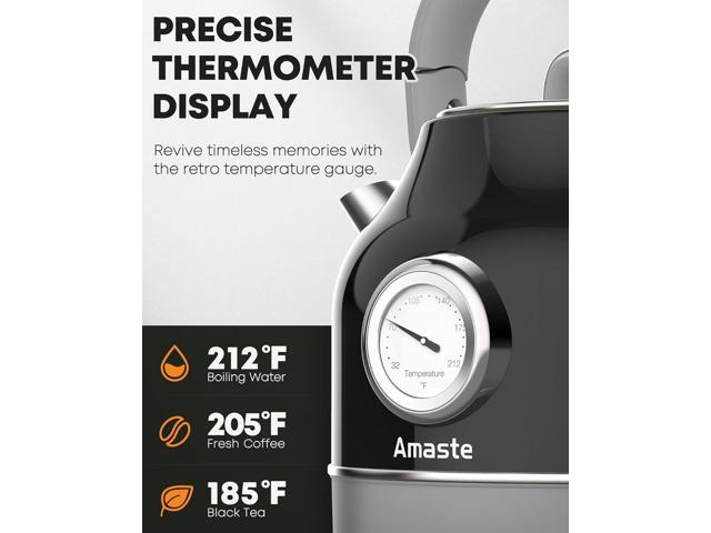 Amaste Electric Kettle, Retro Electric Tea Kettle With Thermometer, 57 Oz Hot Water Kettle For Coffee & Tea, 304 Stainless Steel, 1500w Fast...