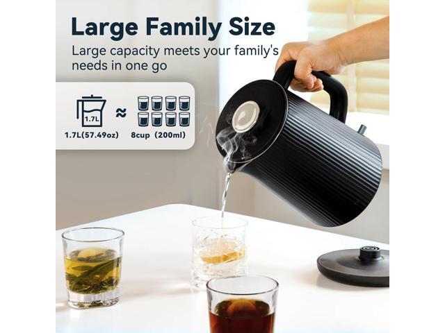 Nueve & Five 1.7L (57oz) Large Electric Kettle Perfect for 7+Cups of Tea and Coffee,2 quarts Double Wall Big Electric Tea Kettle,Auto Shut Off,1200W...