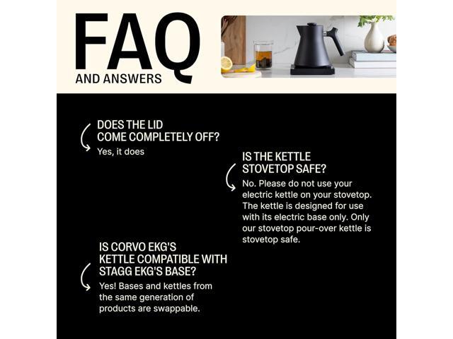 Fellow Corvo EKG Pro Electric Tea Kettle - Quick Heating, Precise Temperature Control Electric Kettle, Scheduling, Built-in Brew Timer for Boiling...