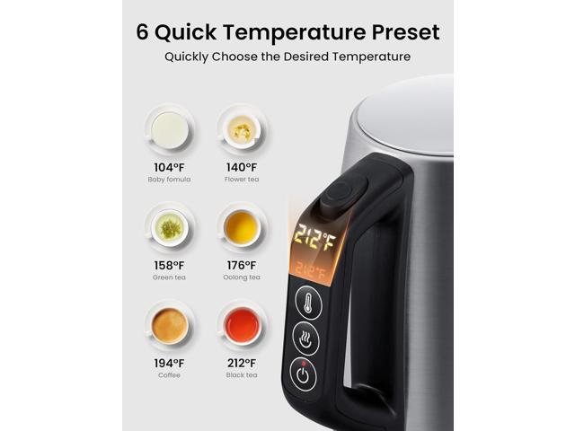 COMFEE' Stainless Steel Electric Kettle, Temperature Control with 6 Presets, 1-Hr Keep Warm, Kettle Water Boiler 1.7 Litres, 1500W with Viewing...