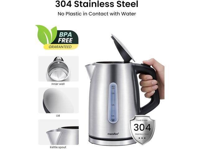 COMFEE' Stainless Steel Electric Kettle, Temperature Control with 6 Presets, 1-Hr Keep Warm, Kettle Water Boiler 1.7 Litres, 1500W with Viewing...