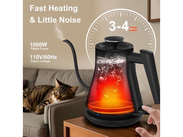 Gooseneck Electric Kettle 0.8L - Matte Black Tea Kettle with Auto Shut Off, Boil-Dry Protection & BPA-Free Design, Precision Electric Water Kettle...