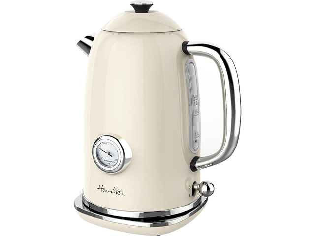 Harriet Electric Kettle, 1.8L Retro Electric Tea Kettle with Thermometer, 1500W Stainless Steel Hot Water Kettle Electric with LED Indicator, Fast...