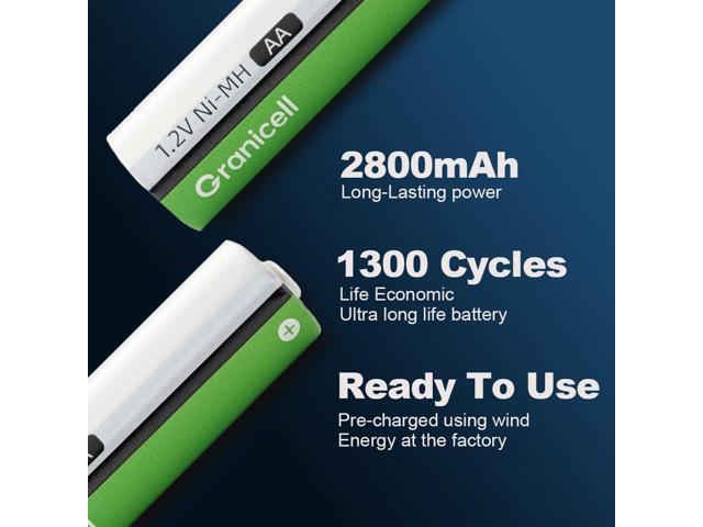 AA Rechargeable Batteries 2800 mAh High Capacity 1500 Cycle,1.2V NiMH Low Self Discharge AA Battery,24 Pack