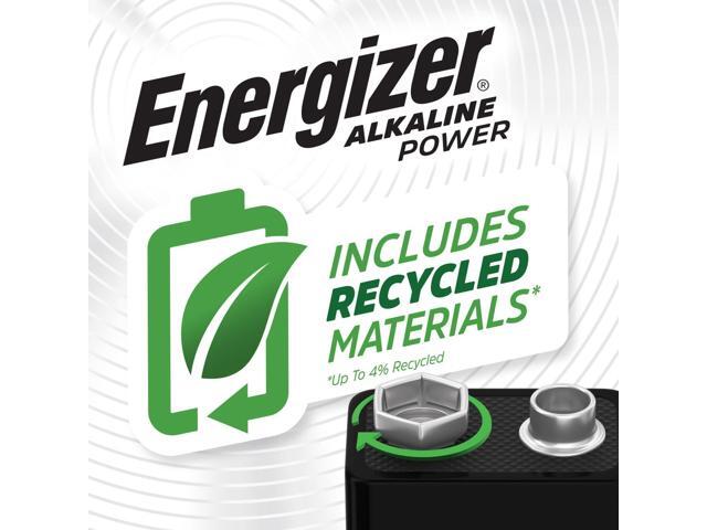 Energizer Alkaline Power 9 Volt Batteries (8 Pack), Long-Lasting Alkaline 9V Batteries