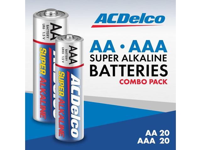 ACDelco Double AA and Triple AAA Batteries, 40-Count Battery Combo Pack for Home and Office, 20-Count Each, 10-Year Shelf Life