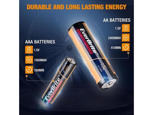 EverBrite 64pcs High Performance Alkaline Battery, 32-Pack AAA and 32-Pack AA Alkaline Battery, Triple A Batteries and Double A Batteries Household...