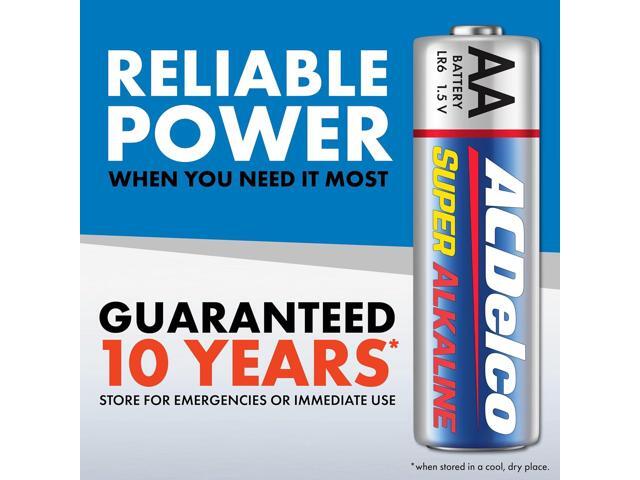 ACDelco 100-Count AA Batteries, Maximum Power Super Alkaline Battery, 10-Year Shelf Life, Reclosable Packaging