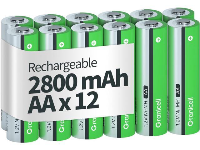 AA Rechargeable Batteries 2800 mAh High Capacity 1300 Cycle,1.2V NiMH Low Self Discharge AA Battery,12 Pack