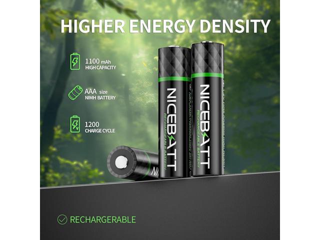 Rechargeable AAA Batteries 1100mAh, Premium NiMH Triple A Battery Low Self Discharge -16 Count