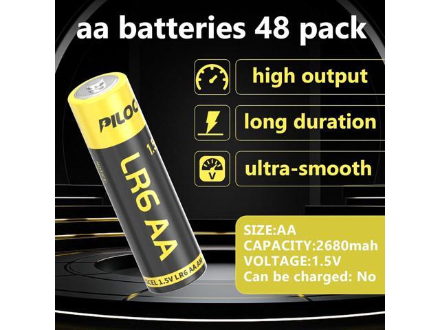 PILOCEL AA Batteries 48 Pack, High-Performance Alkaline AA Batteries 10-Year Shelf Life Double A Batteries with Long-Lasting Power for Household...