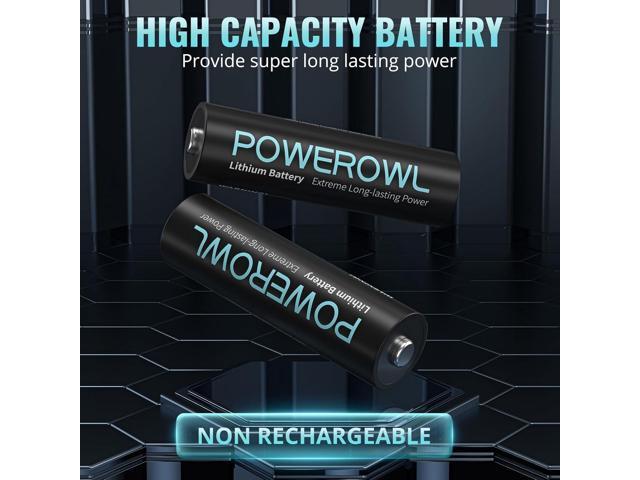 POWEROWL Lithium Batteries AA High Capacity Long Lasting, 1.5V Double A Battery for High-Tech Devices - 8 Pack