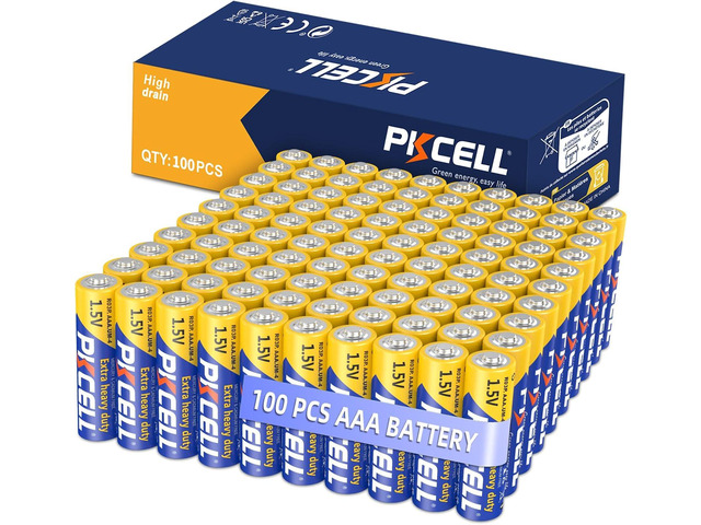 PKCELL AAA Batteries 100 Pack, Triple A Batteries, 1.5V High-Performance Carbon Battery for LED Candles Clock Remote Controls Flashlights