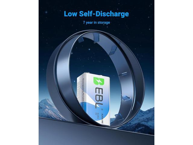 EBL 9 Volt Batteries 12 Pack, 7-Year Shelf Life, Long-Lasting Alkaline 9V Batteries for Household Business
