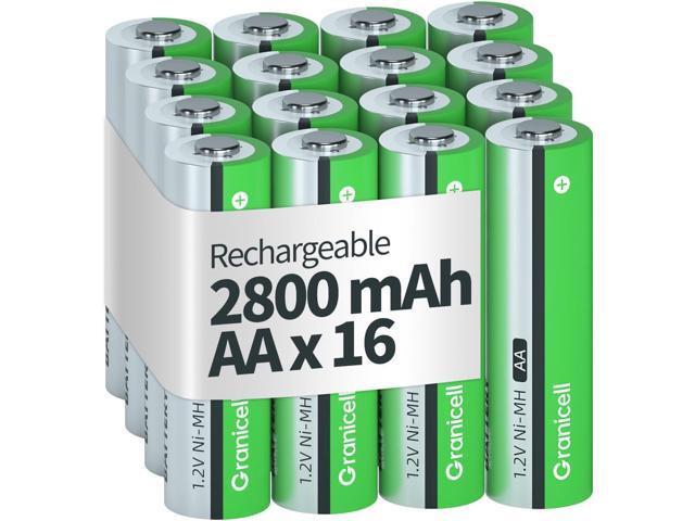 AA Rechargeable Batteries 2800 mAh High Capacity 1300 Cycle,1.2V NiMH Low Self Discharge AA Battery,16 Pack