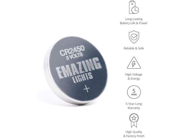 EmazingLights 20 Pack CR2450 Battery 3V Lithium Coin Cell Batteries Long Lasting Multipack for Keyless Remote FOB, Candles