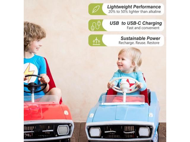 C Batteries Rechargeable with USB 4 in 1 Cable 8 Pack C Size Cell Lithium Batteries LR14 5000mWh 1.5V Li-ion Power for Long-Lasting Use in Floodlights