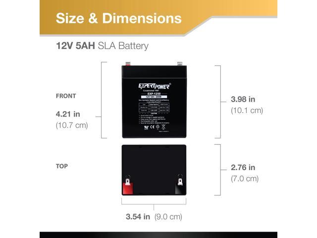 ExpertPower EXP1250 12V 5Ah Home Alarm Battery with F1 Terminals