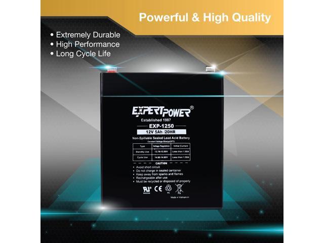 ExpertPower EXP1250 12V 5Ah Home Alarm Battery with F1 Terminals